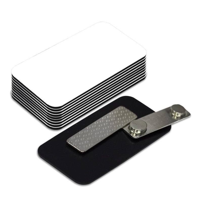 All Quality Name Tag/Badge Blanks - 10 Pack - White 1-1/2" X 3", Round Corners, Magnetic Backing - Image 1